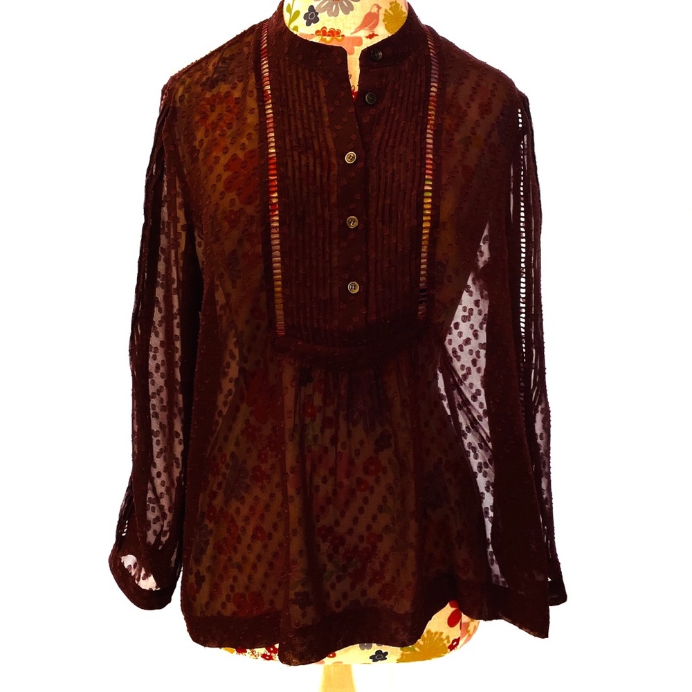Madewell Wine Colored Bibbed Blouse